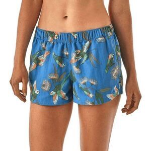 Patagonia Blue Parrot Print Athletic Shorts